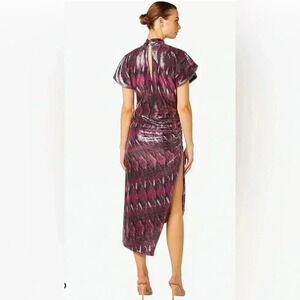 Misa Los Angeles Divia Purple Pink Silver Ikat Sequin Dress NWT Womens XS (0-2)
